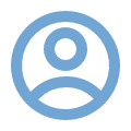 Illustration of a user profile icon in light blue.