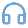 Light blue headphone icon representing audio or music playback.