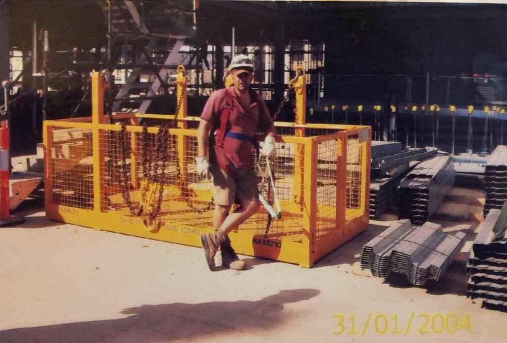 Allan Bartlett working on a scaffolding site in 2004