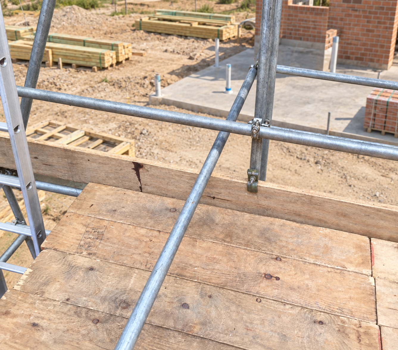 Scaffold working platform and toe board detail.